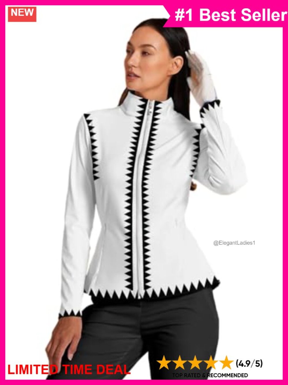 Women's Golf Jacket Lightweight Zip Up Athletic Long Sleeve Floral Printed